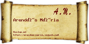 Arendás Mária névjegykártya